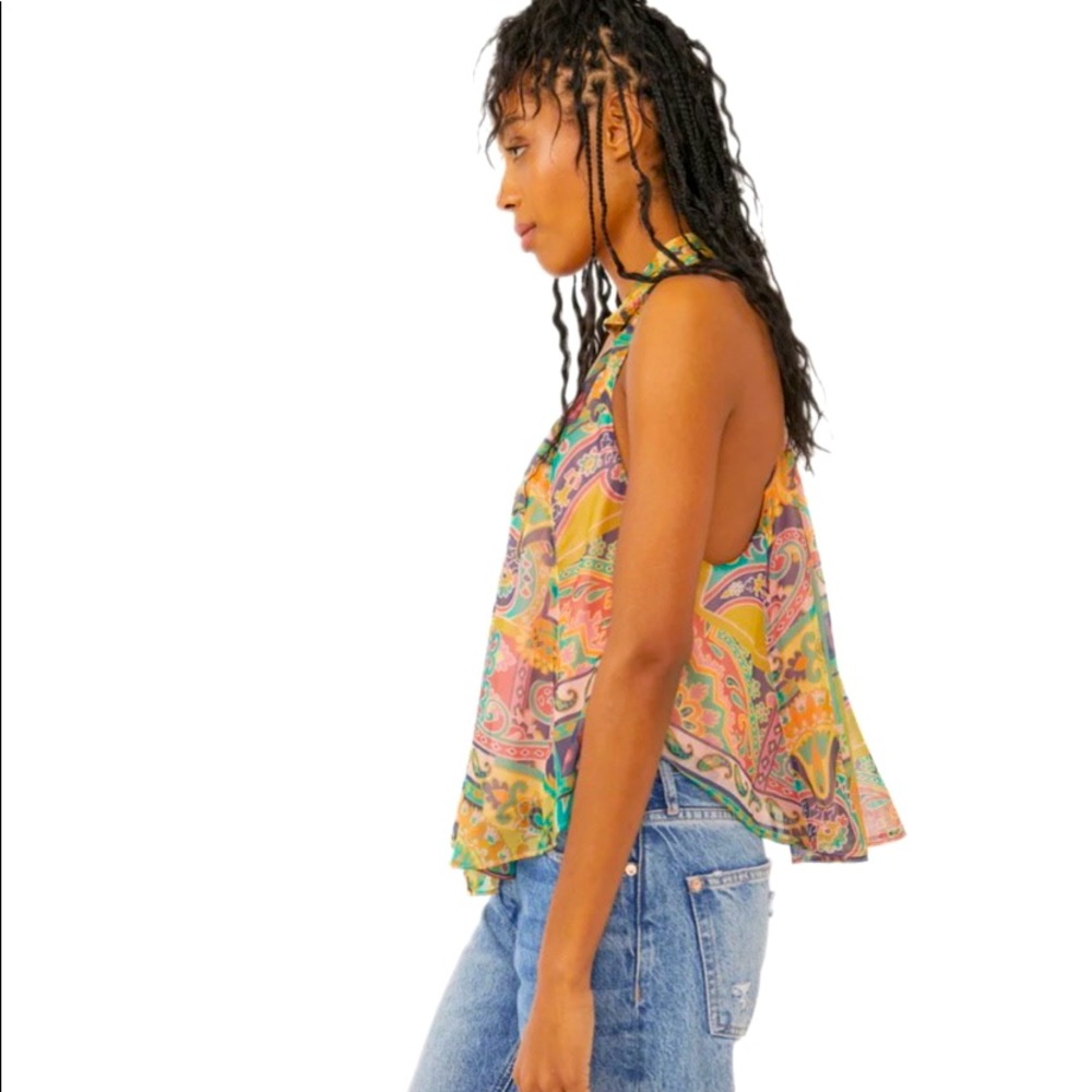 Free People Colorful Paisley Halter Blouse - Picture 2 of 11